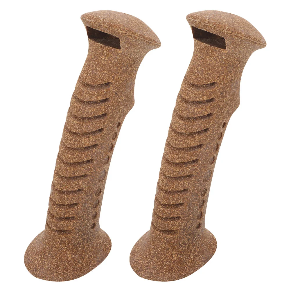 2 Pcs Handheld Trekking Pole Handle Travel Pilates Blocks Cork Yoga Replacement Wooden Cane