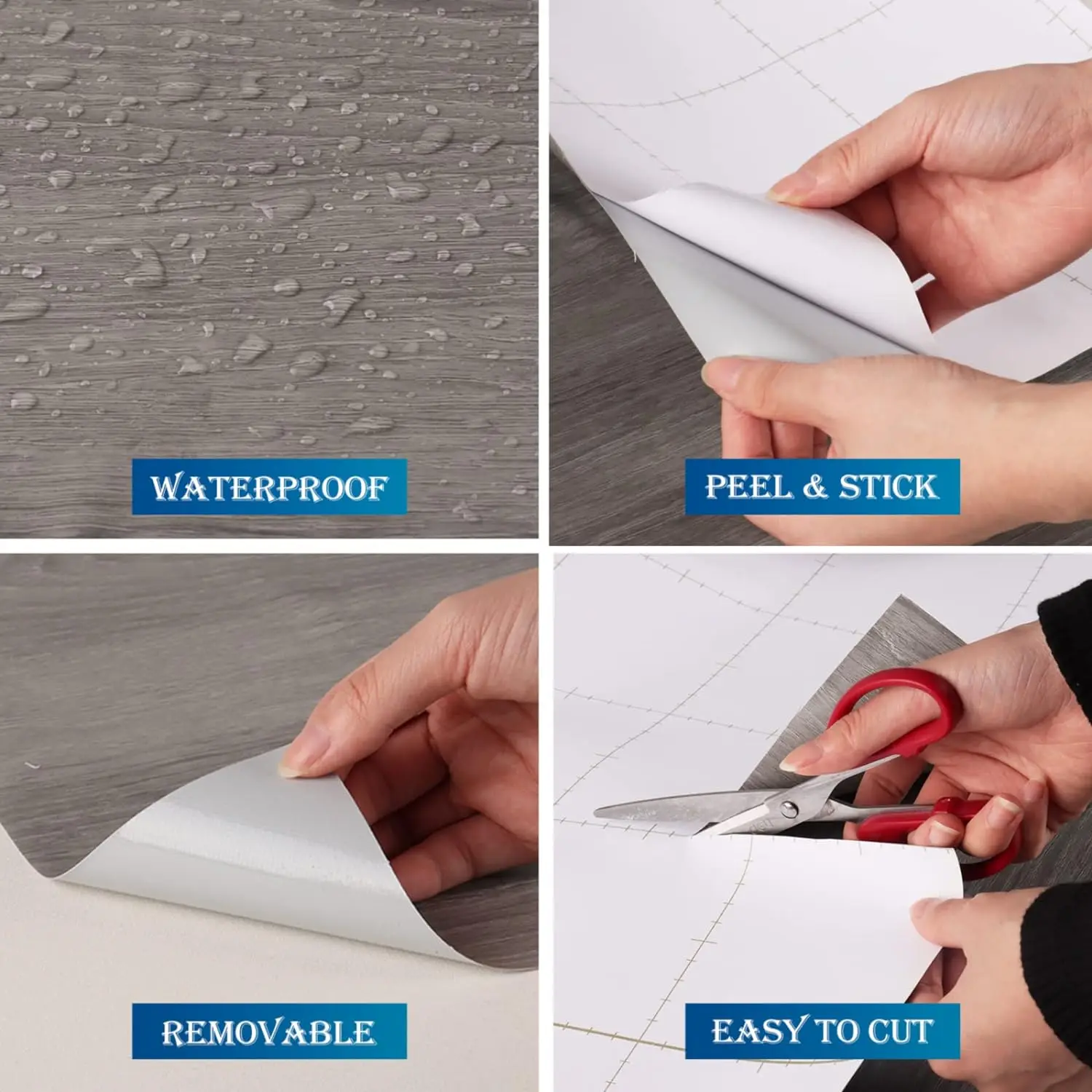 Thick Grey Rustic Wood Peel Stick Waterproof Removable Self Adhesive Contact Paper Cabinet Counter Desk Wall DIY Furniture Renov