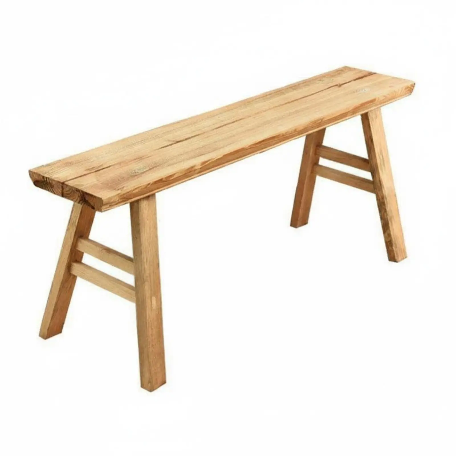 Banco de madera sin respaldo, construcción robusta de madera, taburete rústico sin respaldo, diseño de casa de campo, resistente al desgaste, para cocina, pasillo