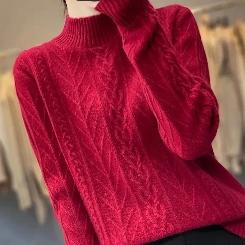 Hiver nouvelles femmes pull ample décontracté Chic cachemire surdimensionné épais pull pulls femme à manches longues vêtements 2025