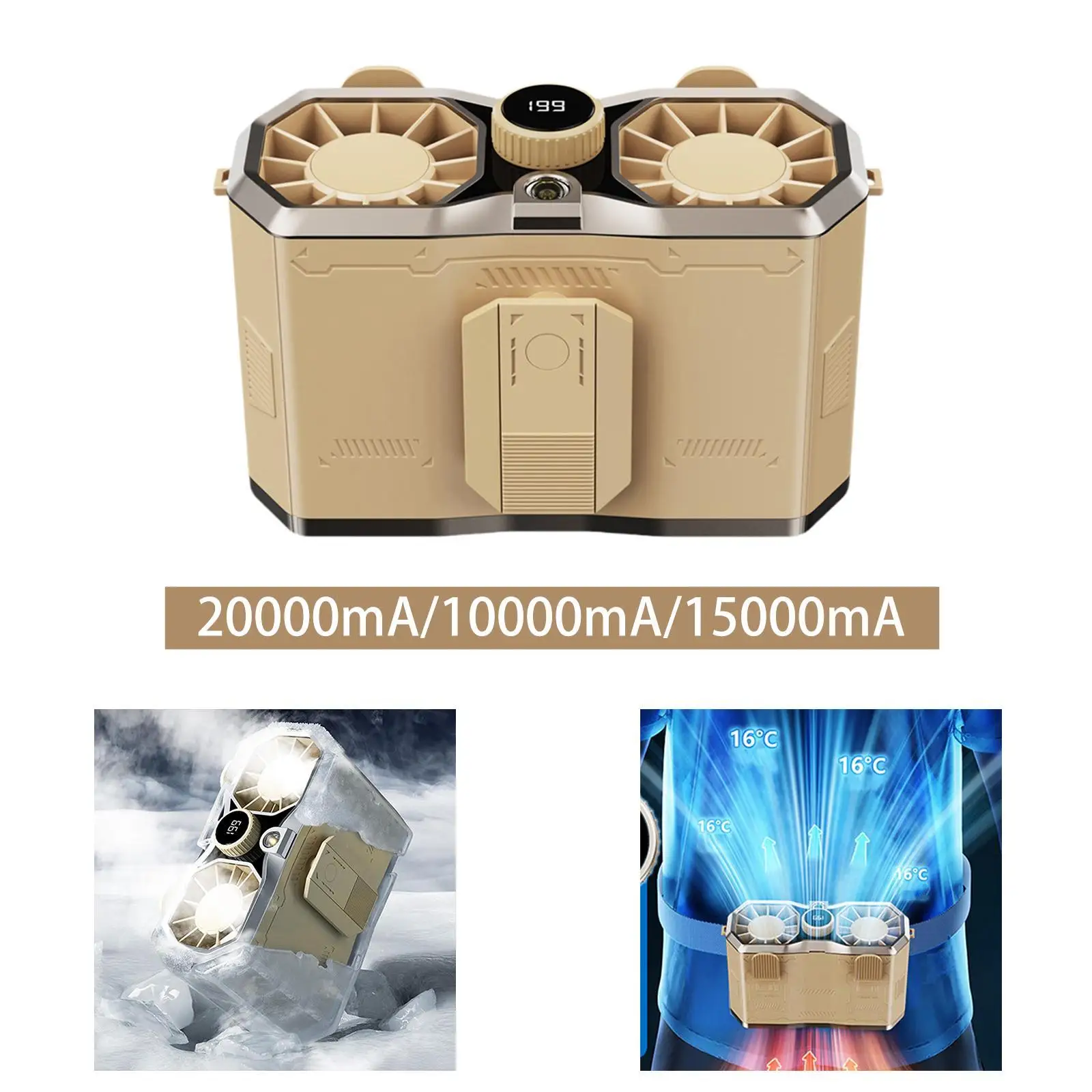 مروحة صغيرة معلقة على الرقبة مع مصباح يدوي وقلادة ومروحة حزام يمكن ارتداؤها لتسلق الرياضة وصيد الأسماك وركوب الدراجات والسفر