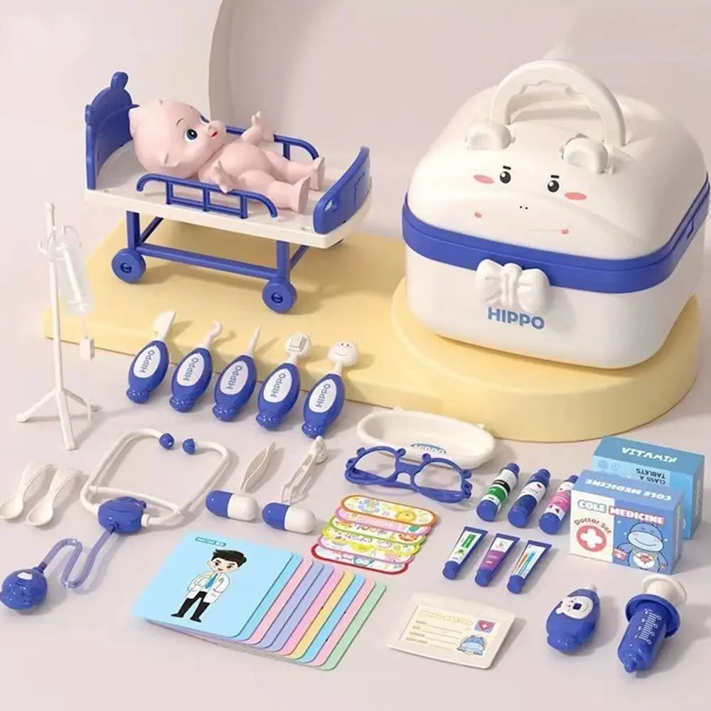 Simulação dentista caixa médico fingir role play kit jogo educativo rpg jogos criança estetoscópio médico conjunto azul/rosa