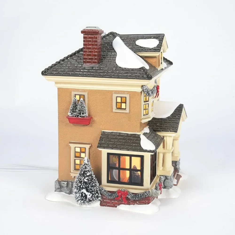 Village de neige en porcelaine, Noël à la maison de grand-mère éclairée, 56