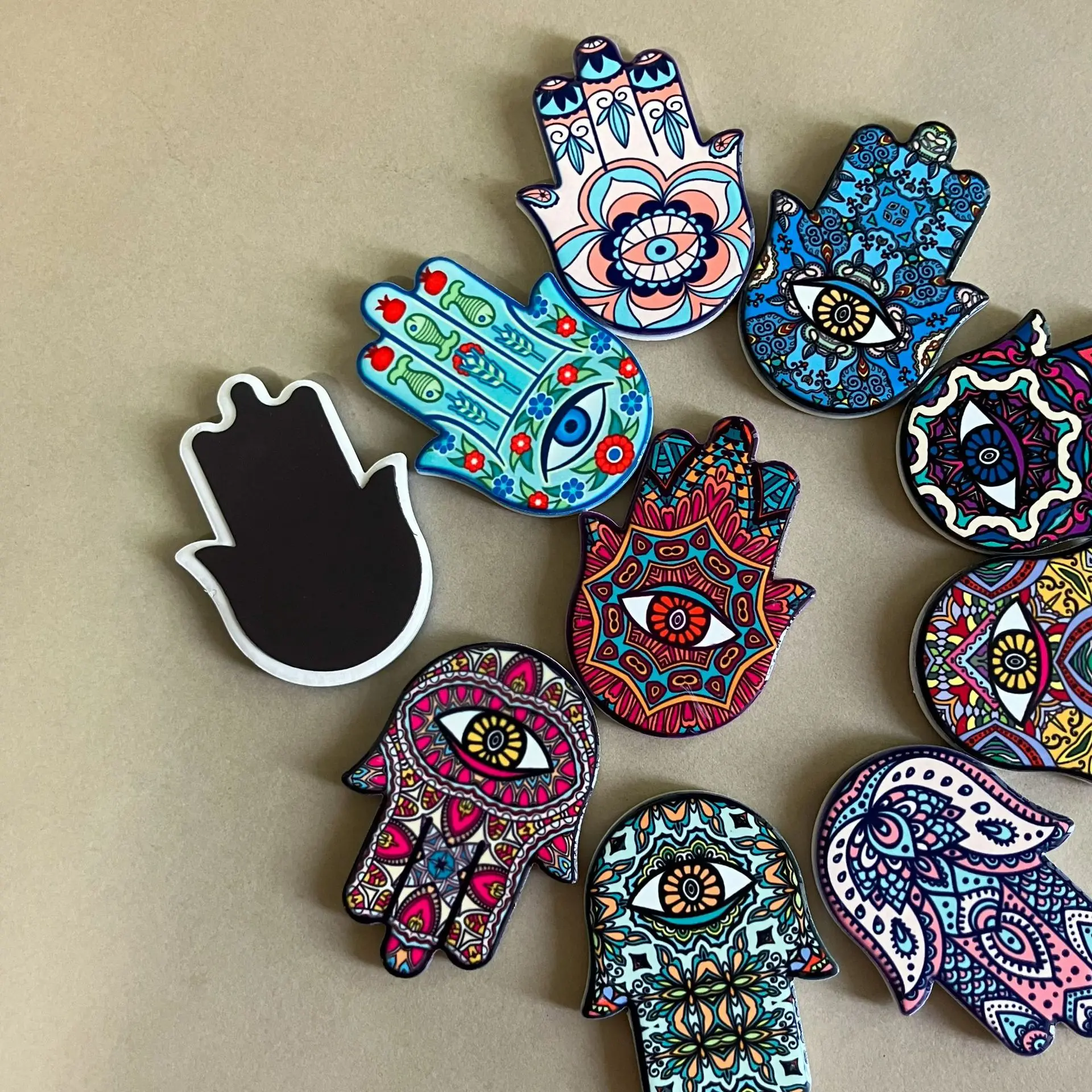 4pcs/set Hamsa Hand of Fatima Refrigerator Magnetic Stickers Palm-shaped ceramics Fridge Magnet for Dinner Party Tool Home Decor
