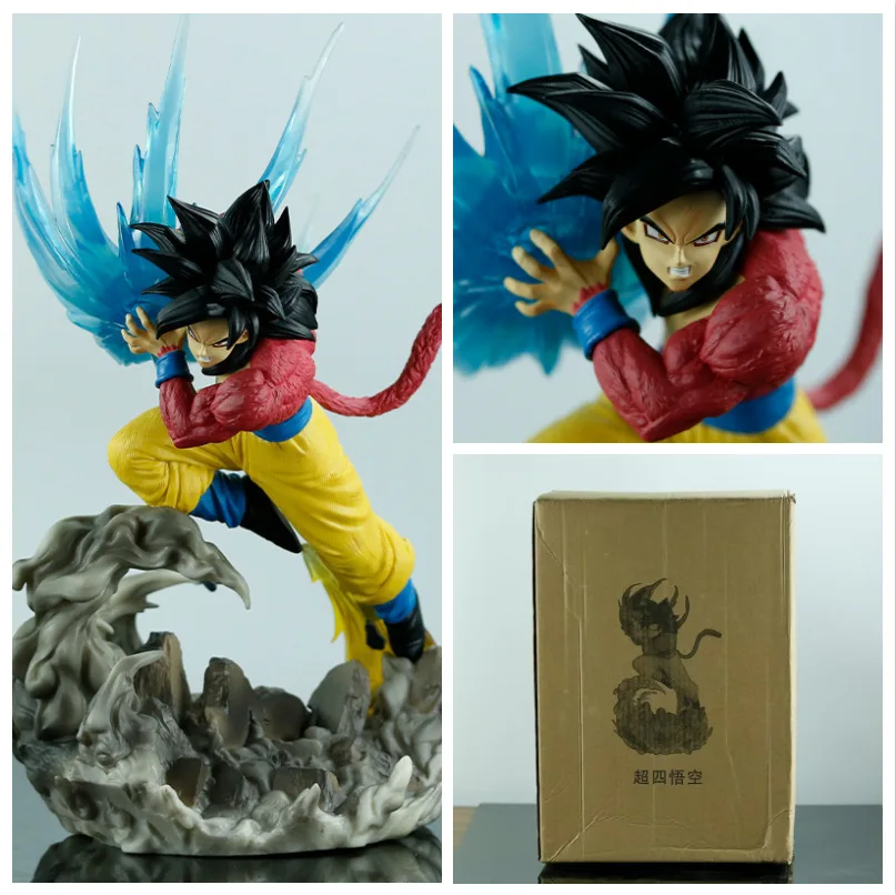 

42cm Dragon Ball Super Saiyan 4 Goku Kamehameha Figure - SSJ4 Anime PVC Statue, Desktop Collection Model Toy Gift