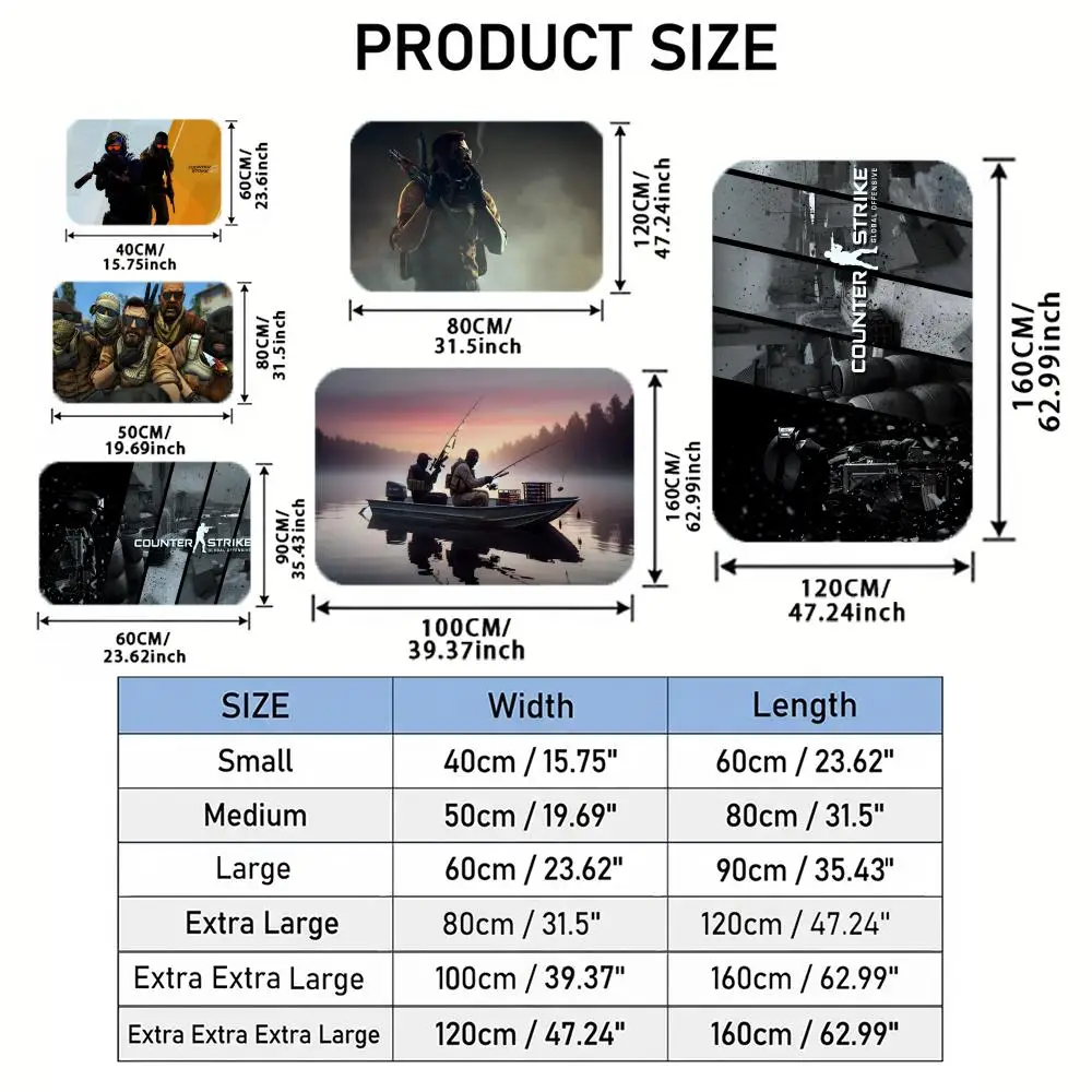 Hot Anime C-Counter-S-Strike Floor Mat Flannel Door Mat Non-Slip Bedroom Living Room Home Decor