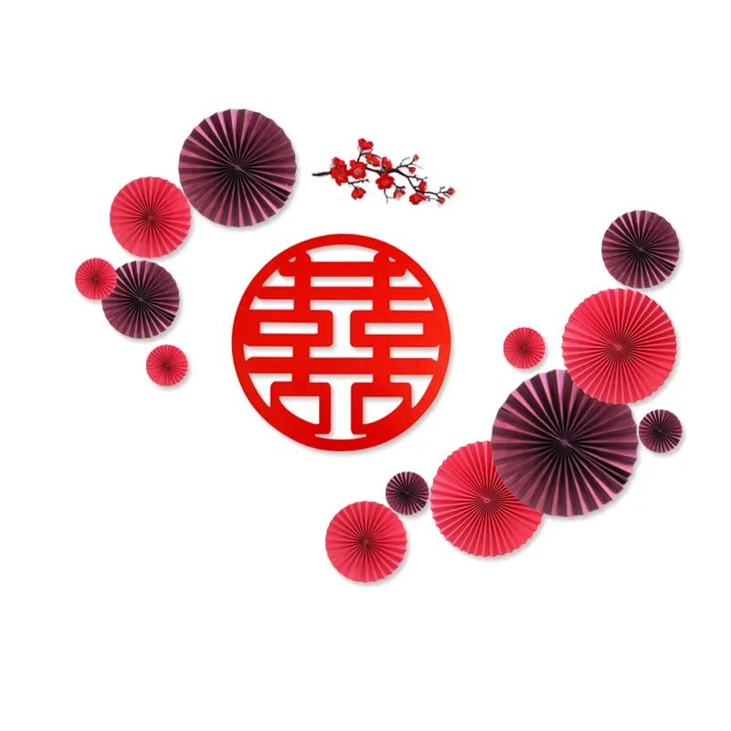 Datang festive background layout shopping mall jewelry store creative window atmosphere paper fan latte decoration pendant