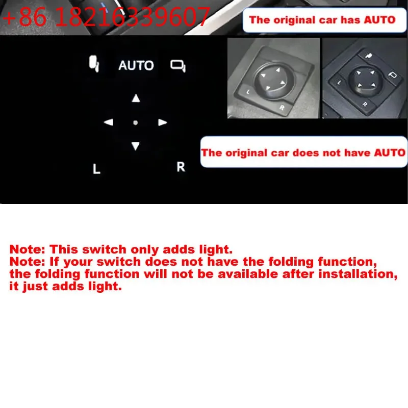 TAO Car rearview mirror automatic folding switch LED light white and ice blue For Toyota RAV4 Crown Lexus Rear-view mirror switc