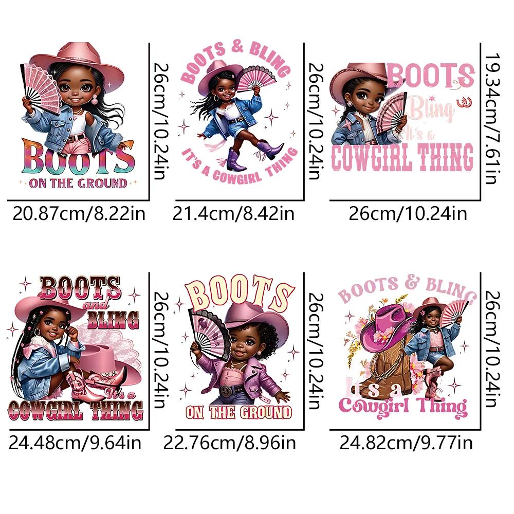 6-Piece Heat Transfer Vinyl Stickers: Pink Denim Hat, Cool Girl Design, DIY for T-Shirts/Hoodies/Canvas Bags