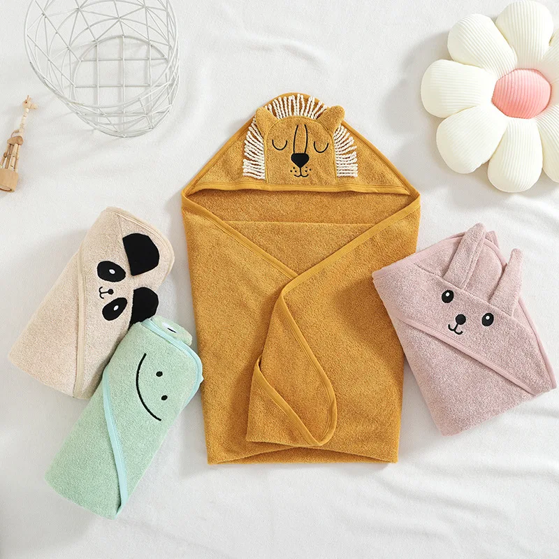 Strong Water Absorption Kids Bath Towel With Cartoon Lion Bunny Hooded  Baby Blanket Super Soft Wash Robe for Newborn