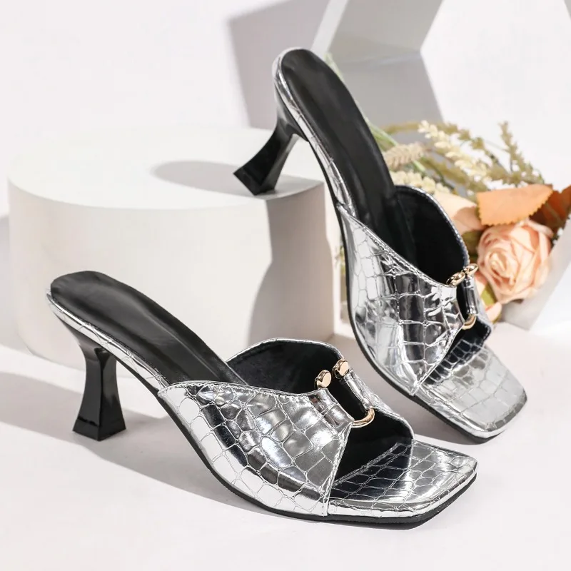 Summer New Fashion Versatile Open-Toe Chunky Heel Sandals Square Toe Slim Heel Stylish Women's Slippers with Wide Sizes 2026 view 6