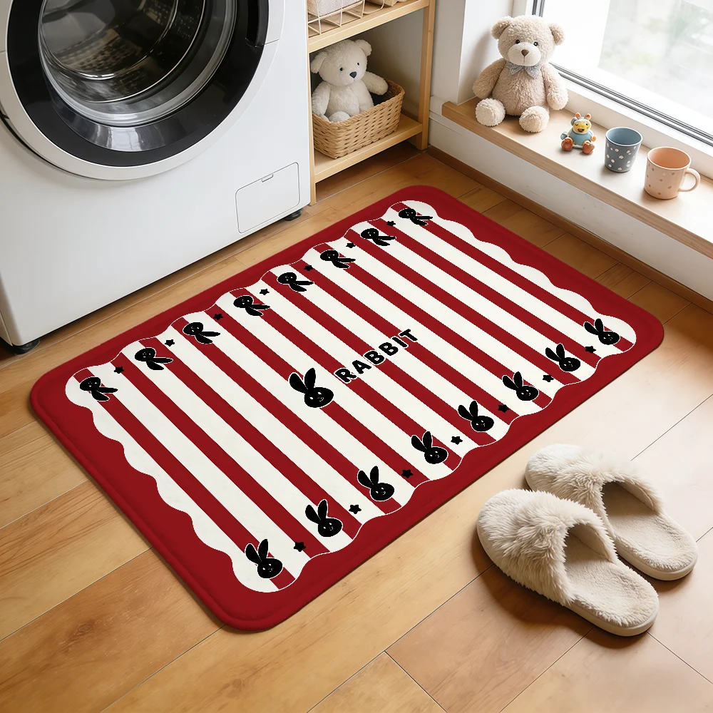Retro style apple plaid cute panda hogar Bedside Rug Kitchen Bath Floor Mat Hallway Balcony Carpet Entrance Doormat Decor Home