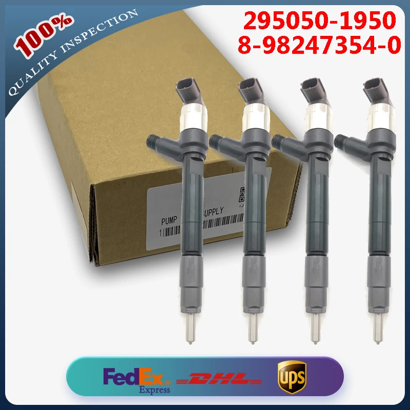 

4 шт. дизельная топливная форсунка Common Rail 295050-1950 8-98247354-0 для двигателя Isuzu DMAX 4JK1 1.9L Ddi Euro5