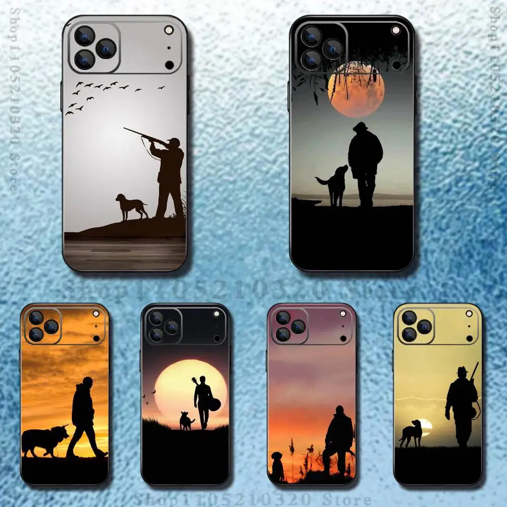 

Art Hunter Dog Phone Case For iPhone 17,16,15,14,13,12,11 ,Pro Max,XS,X,XR,SE,Mini,8,7,Soft Silicone Black Cover