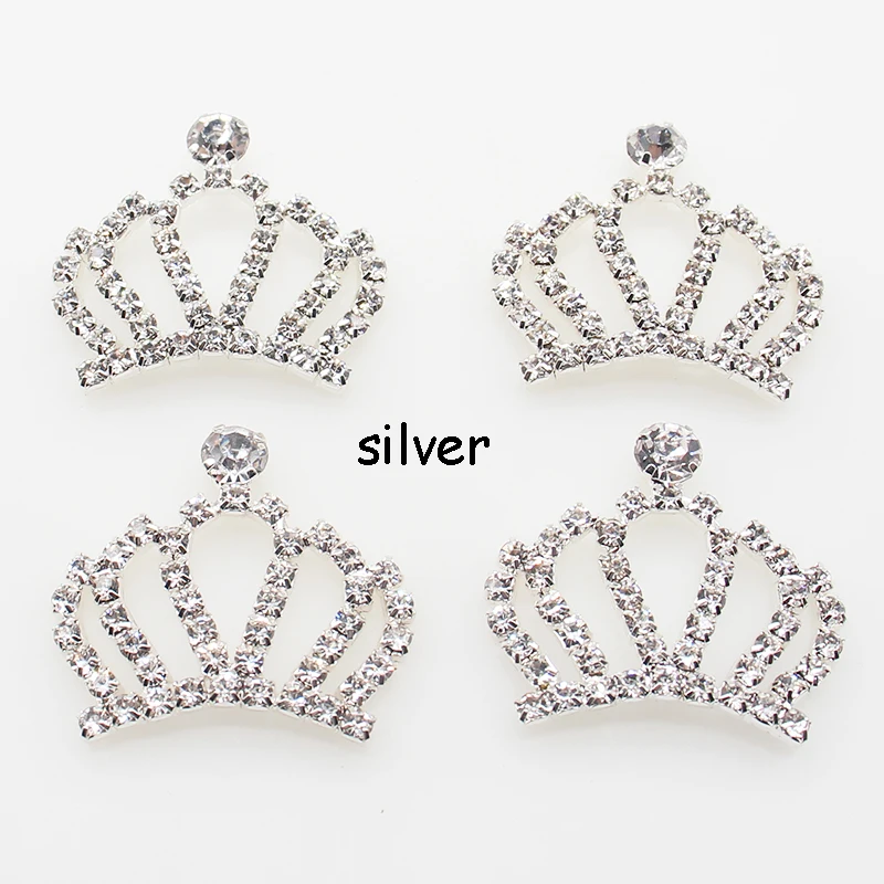 TYNUOMI 10pcs 30*34MM Crown Metal Rhinestone Flat Bottom Button DIY Wedding Clothing Hair Accessories Decorative Jewelry