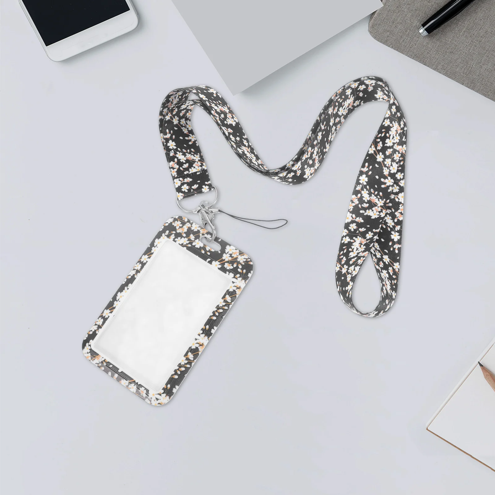 

Lovely Id Sleeve With Lanyard Cute Badge Reusable Name Tag Protector Holder Multifunction Lanyard Sleeve