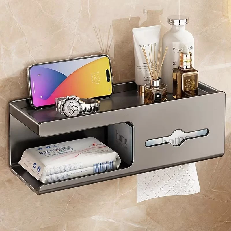 

Настенный держатель для туалетной бумаги без сверления, органайзер для хранения рулонов бумаги и салфеток в ванной комнате