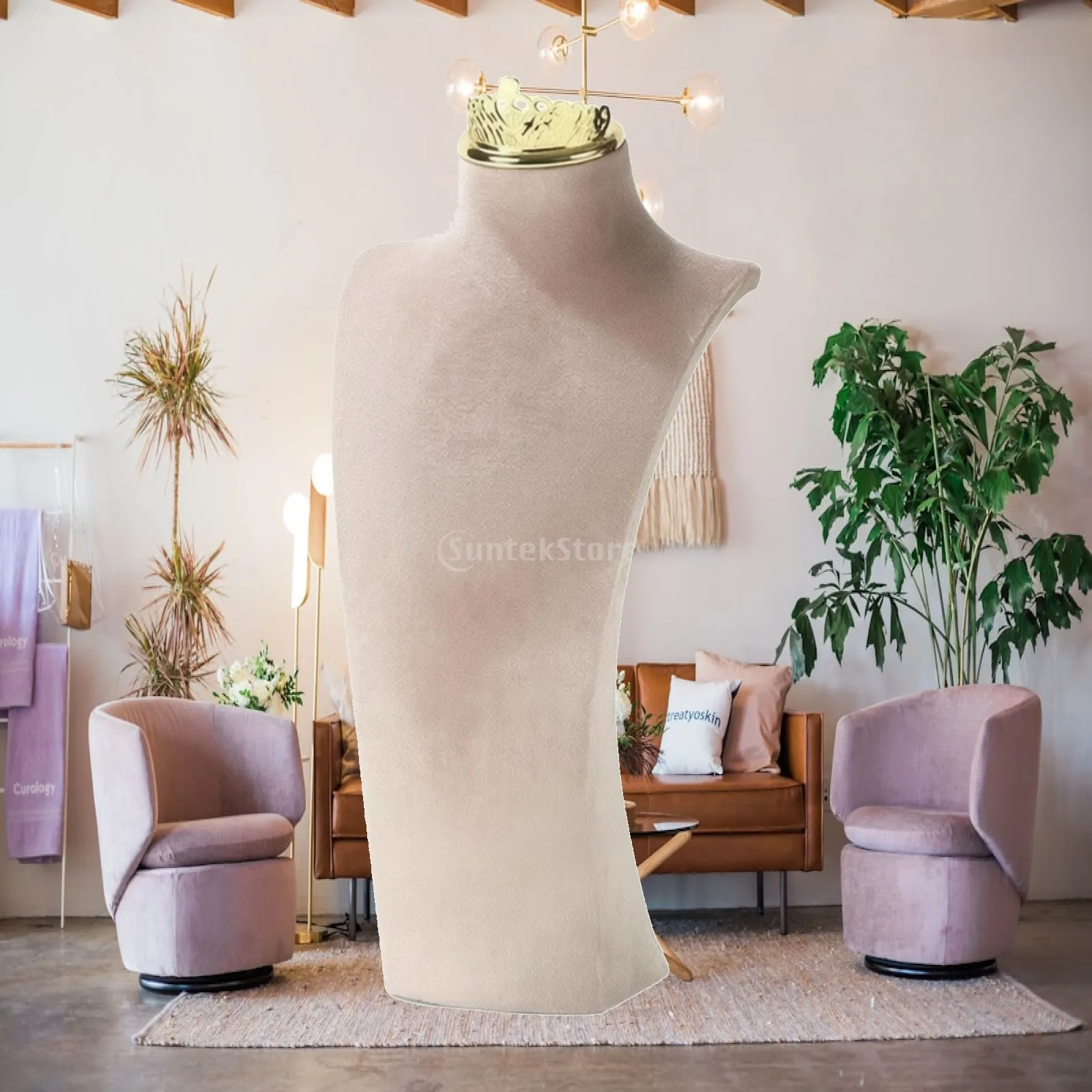 Necklace Display Bust Soft-Touch Jewelry Display Bust Stand Compact Long-Lasting for Boutiques, Retail Counters, Vanities