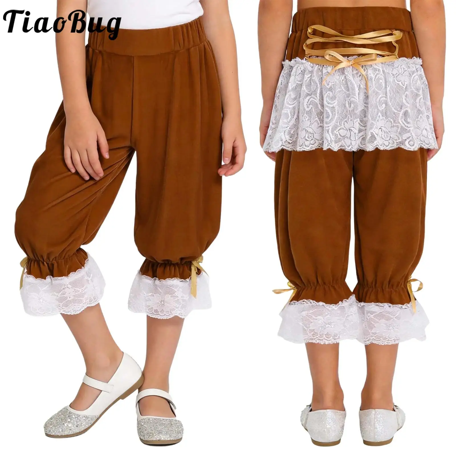 

Girls Victorian Lolita Pantaloons Shorts Floral Lace Ruffle Steampunk Bloomers Underpants Pirate Cosplay Halloween Party Costume