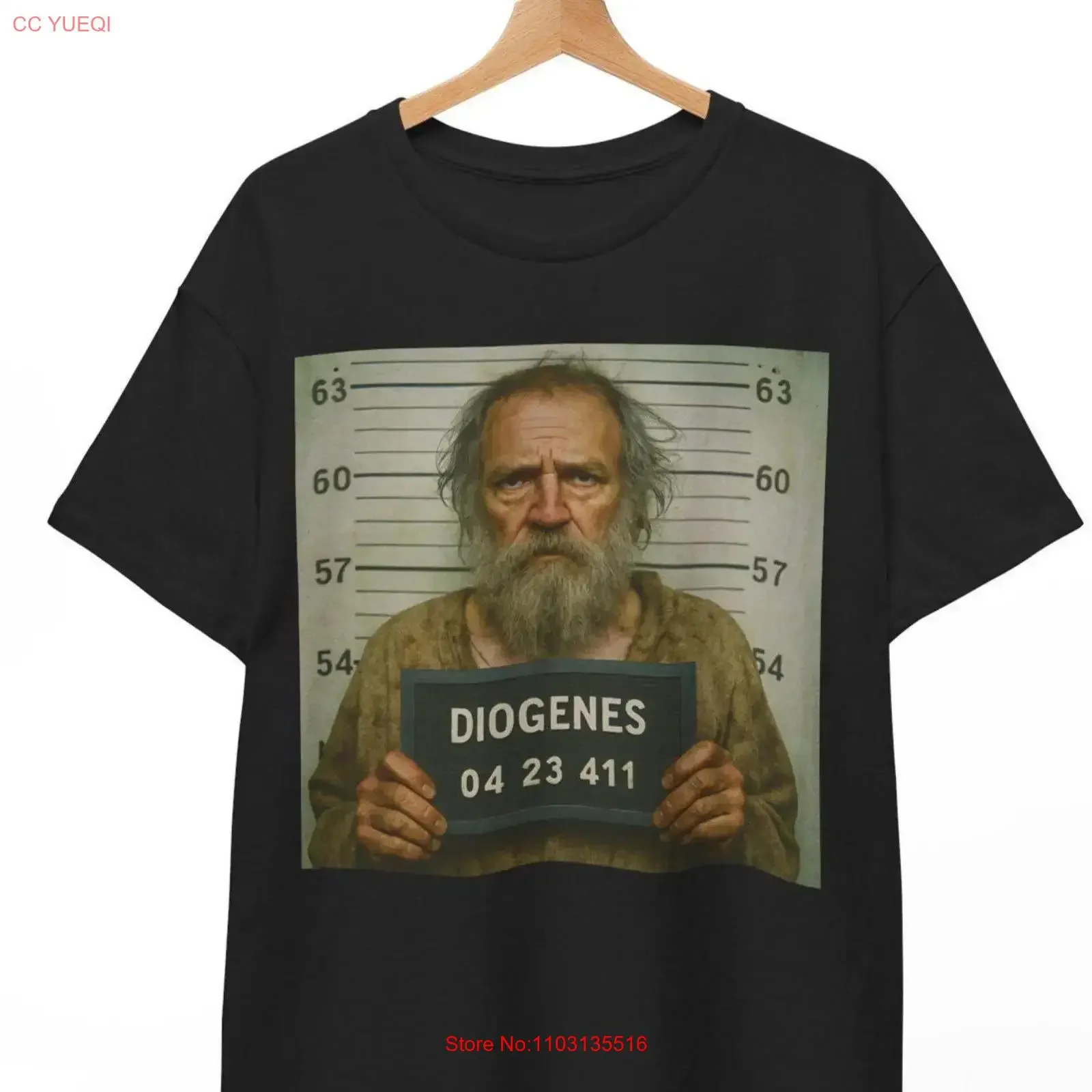 T-shirt Diogenes Mugshot, humoristique, avec un motif de philosophe, pour hommes et femmes, philosophe cynique, rétro, streetwear vintage, style historique
