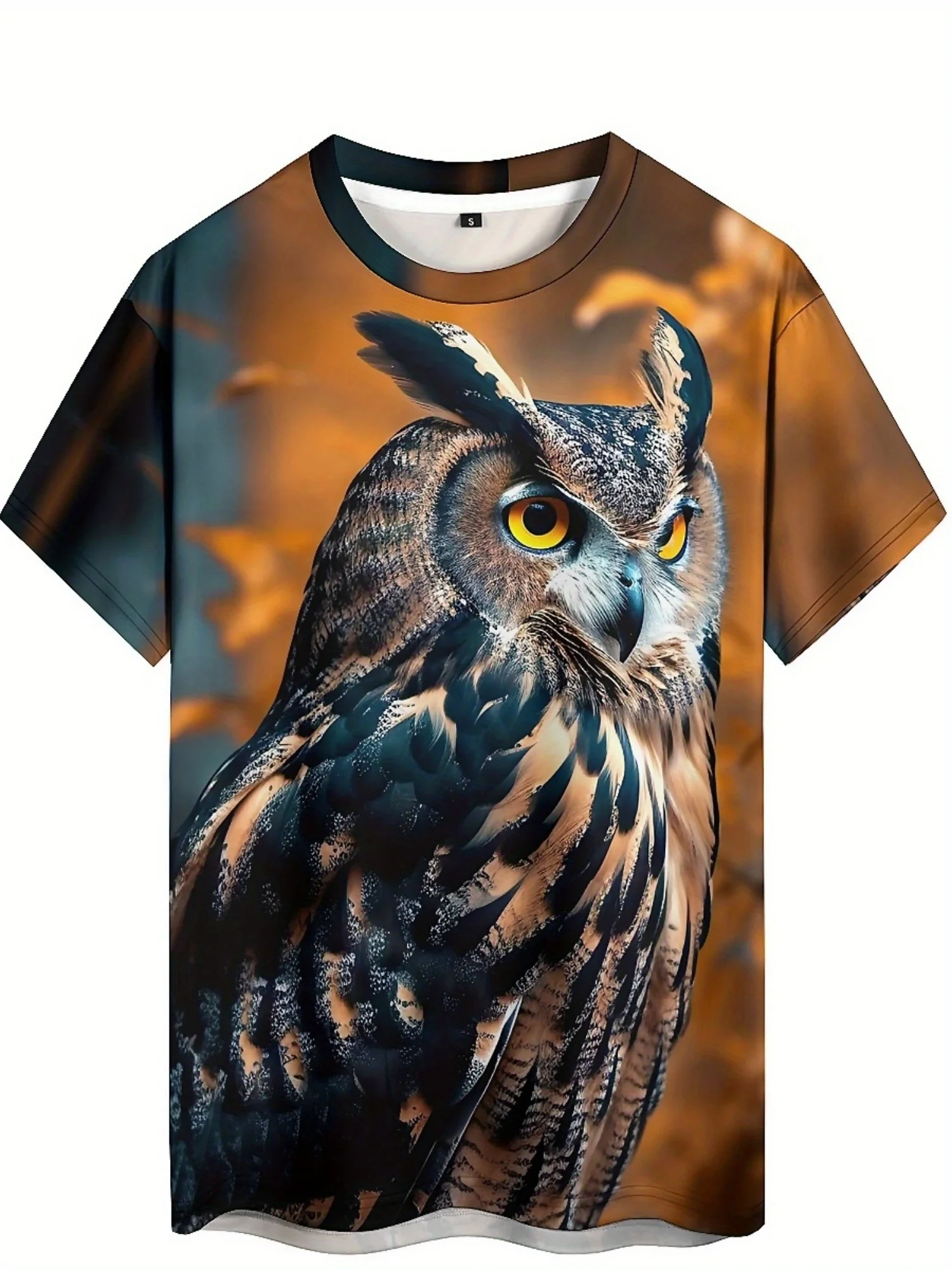 Heren en dames 3D-print Uil grafisch T-shirt - Zacht polyester, losvallend groot formaat, levendig geometrisch patroon