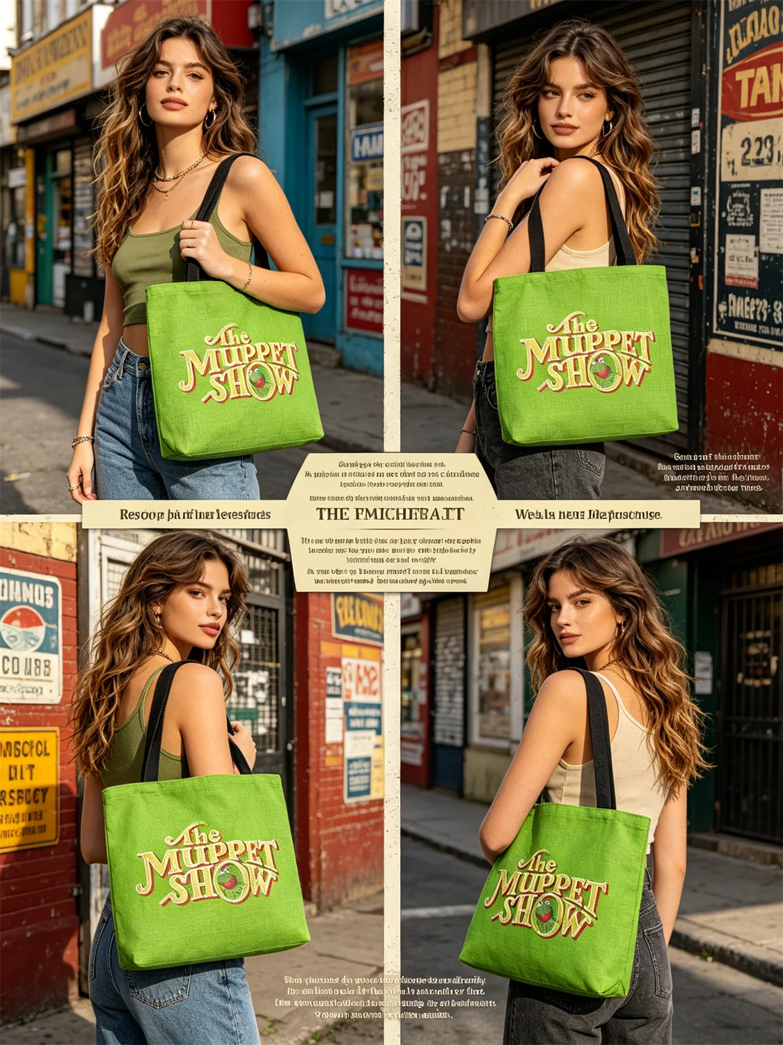 Bolso de Hombro para Mujer 2026, Bolso Retro con Estampado Gráfico de Kermit de The Muppet Show, Bolso Tote Elegante para Fanáticos de la Televisión Clásica