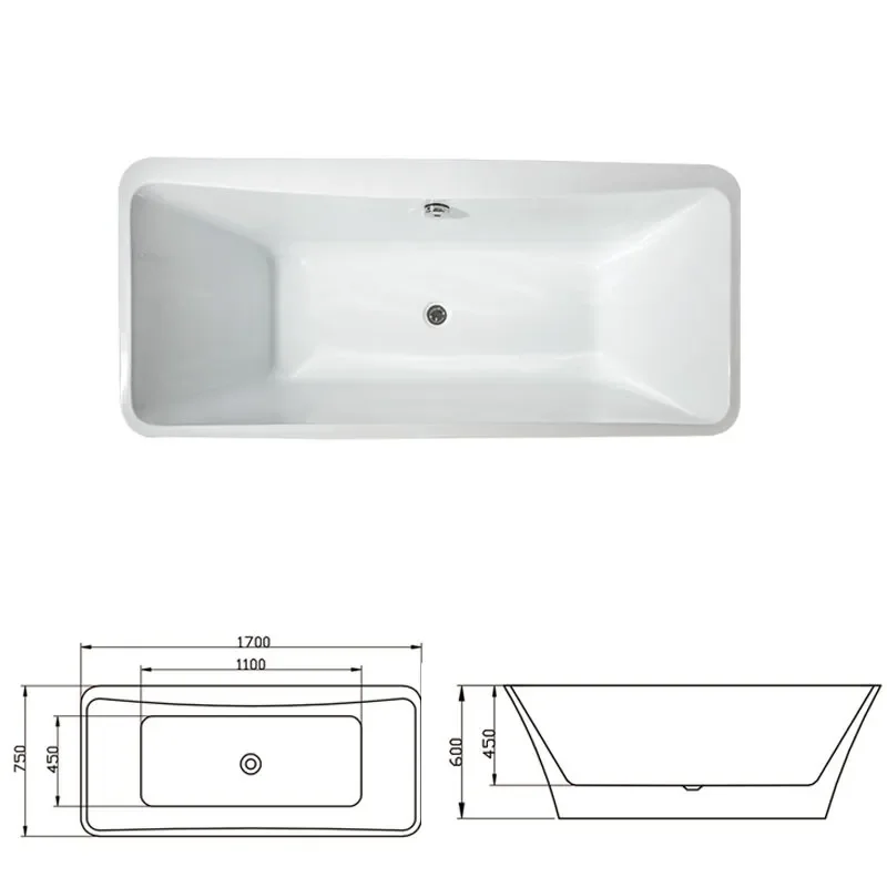 European Style Acrylic Freestanding Bathtub Deep Soaking Tub for Bathroom Shower Spa Relaxation Home Decor