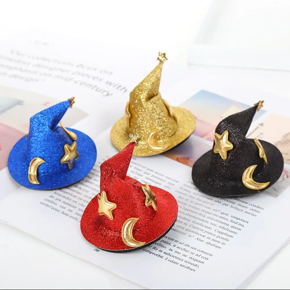 

Barrette Bent Hat Hair Clip Wizard Hat Cute Witch Hat Hairclips Moon Cap Shaped Pet Halloween Hair Accessories Costume