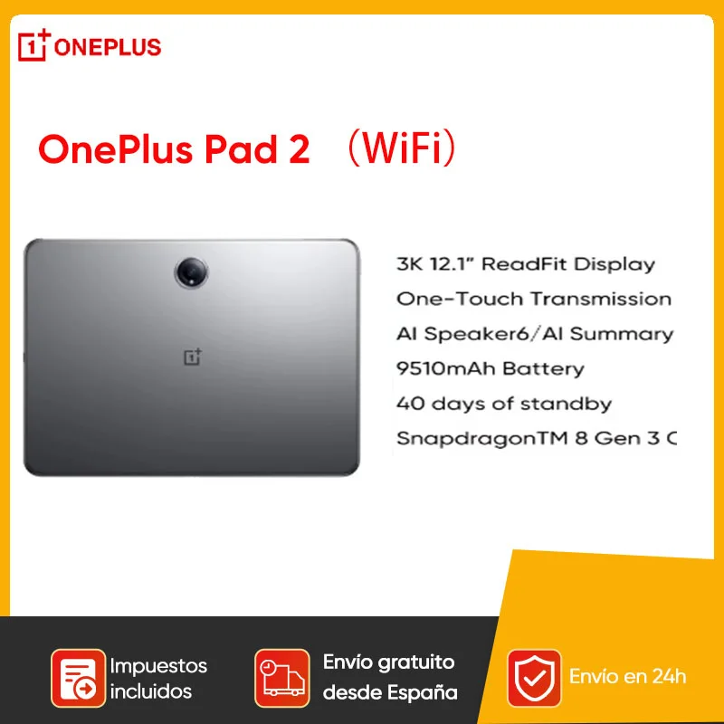 OnePlus Pad 2 Snapdragon 8 Gen 3 12GB+256GB Stroage 12.1'' 144Hz Screen 67W SUPERVOOC 13MP Camera OS 14.1 2024 Pad Android