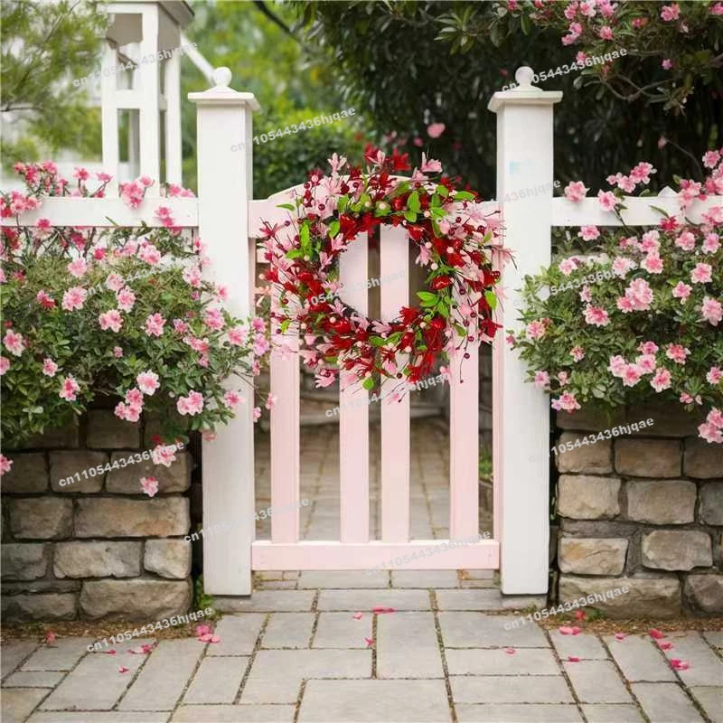 Simulation Multi-color Spring and Summer Valentine's Day Wreath, Spring Decoration Door Hanging Wreath
