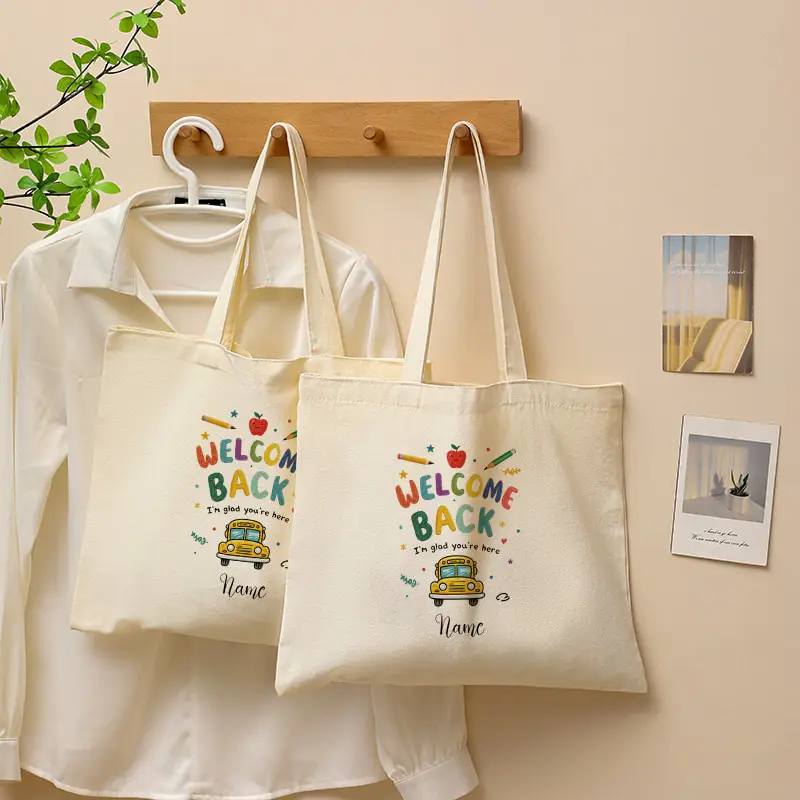 Personalized Name Customization Canvas Bag Large Capacity Shoulder Bag Multi Functional Storage Bag Back-to-School Season Gift
