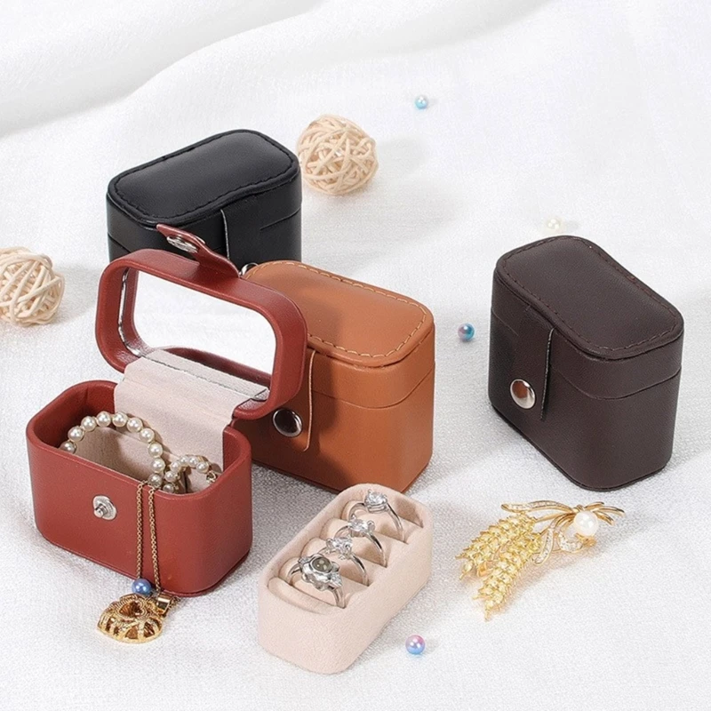 

Travel Jewelry Box Small Portable Jewelry Case PU Leather Earring Necklace Bracelet Rings Holder Box for Women