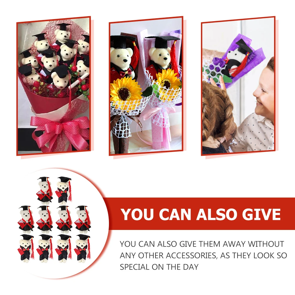 

10 Pcs DIY Bouquet Material Grad Bear Mini Graduation Decorated for Black Season Toys Baby