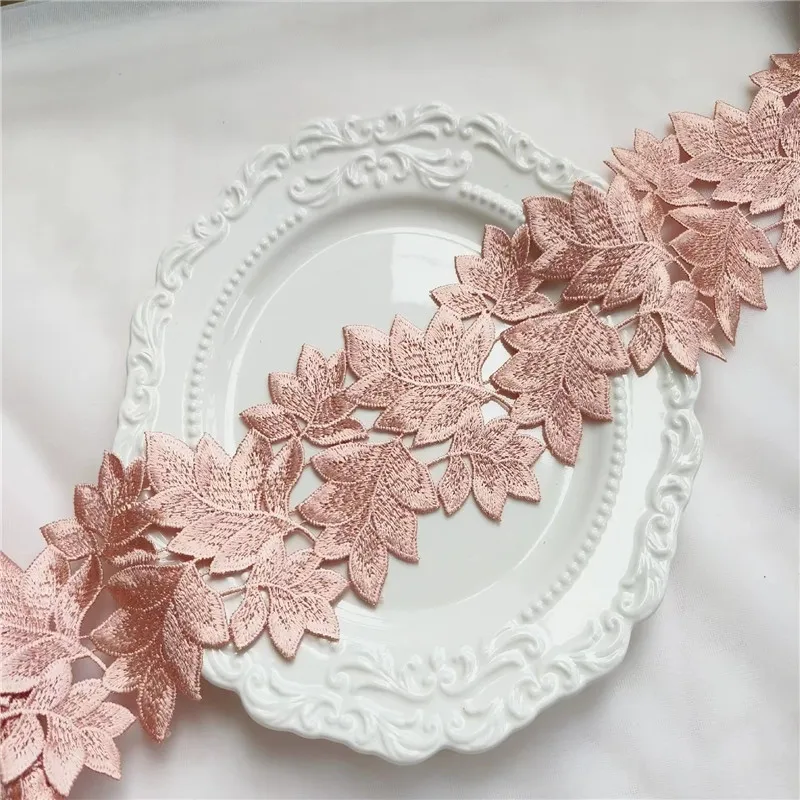 15Yards 8cm Width Shiny Brown Leaf Hollow Flower Venise Diy Venice Lace Clothing Accessories Of Various Garment,Bra.Skirt