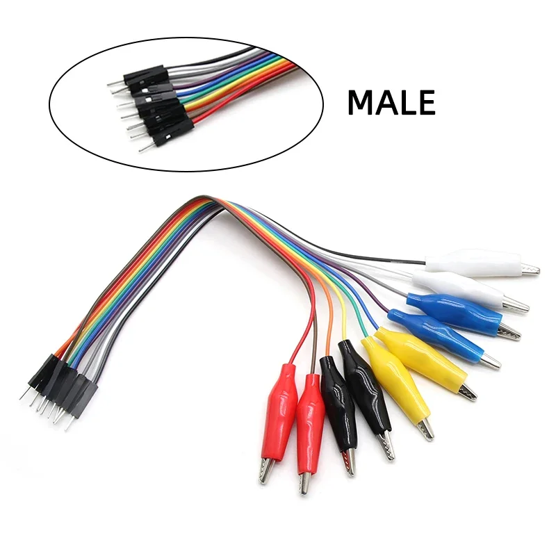 Double Head Alligator Clip Jumper Cable DIY Connection 20cm 30cm 10pins Male and Female Alligator Clips Test Wire Jumpers