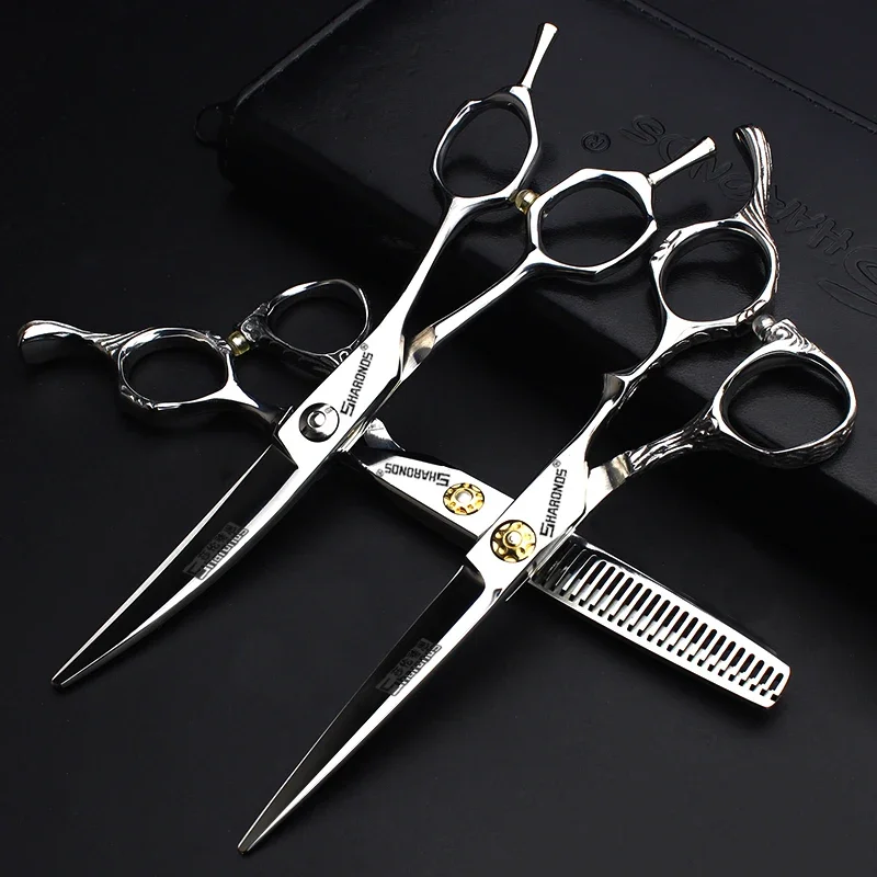 SHARONDS Hairdressing Scissors 6 Inch flat tooth hair clippers Professional Hairdresser tools Japanese 440C Steel Hair Scissors