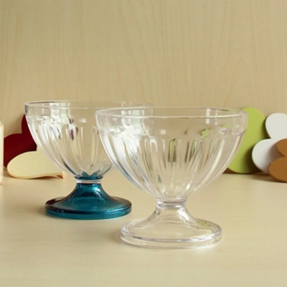 Reusable Clear Ice Cream Dessert Cups 250ML Plastic Red Wine Goblet Transparent Small Mousse Cup Wine Utensils