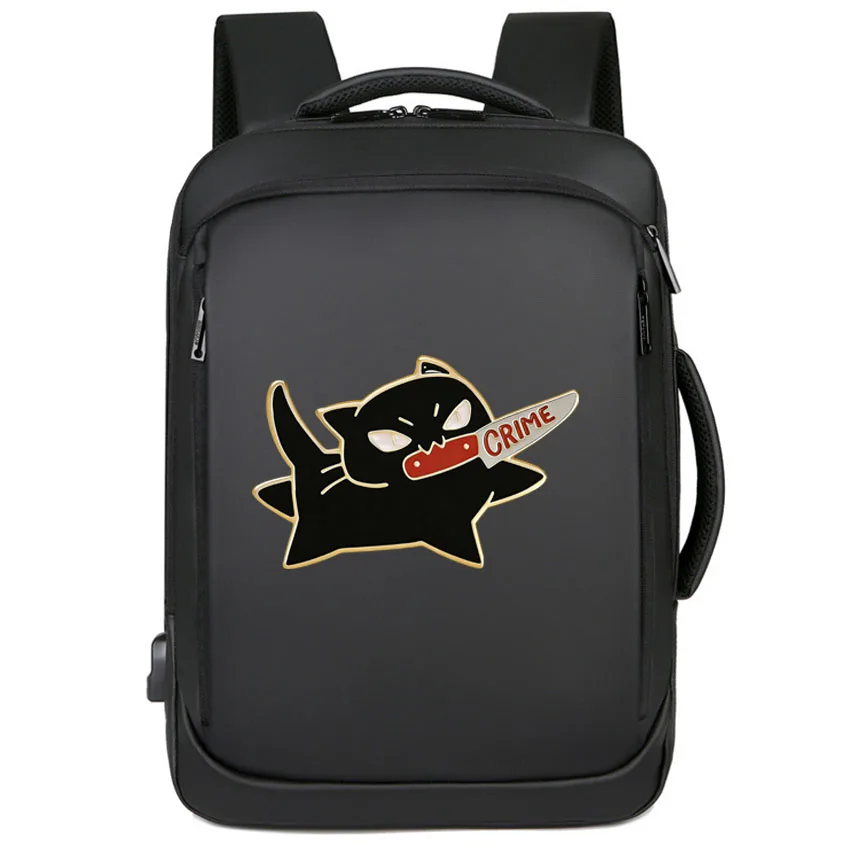 

Милый мультяшный черный кот, нож в лацкане с принтом для девочек и мальчиков, мужской и женский школьный рюкзак, водонепроницаемая сумка для ноутбука