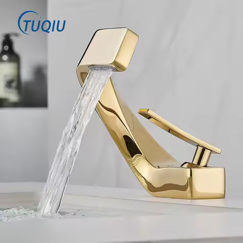 Tuqiu Gold Bathroom Faucet Brass Rose Gold Bathroom Basin Faucet Cold Hot Water Mixer Sink Tap Deck Mounted Black Gray Tap