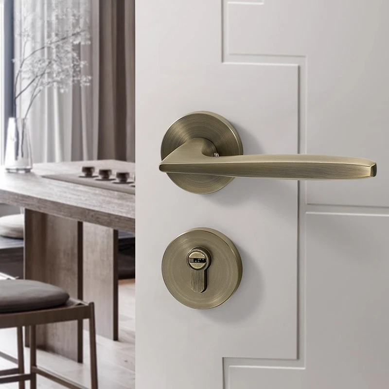 

Новый китайский стиль, зеленый бронзовый дверной замок для спальни, современный простой алюминиевый сплав, бесшумный магнитный замок для внутренней комнаты, ванной комнаты