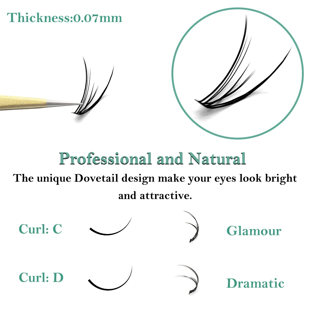 Kimcci Dovetail Fly Eyelashes Natural Soft Fasle Fake Eyelashes 0.07mm Extension Natural Slender Cross False Eyelashes