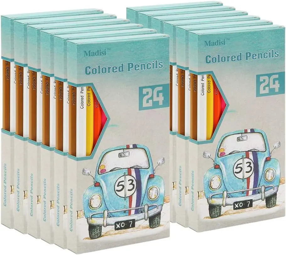 

288 Pre-Sharpened Colored Pencils for Kids - 12 Packs of 24 Assorted Colors