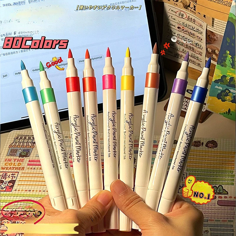 48-80 colors Acrylic Markers for Rock Painting Kids Stone Drawing Pens DIY Ceramic Glass Wood Manga Art School Stationery Supply