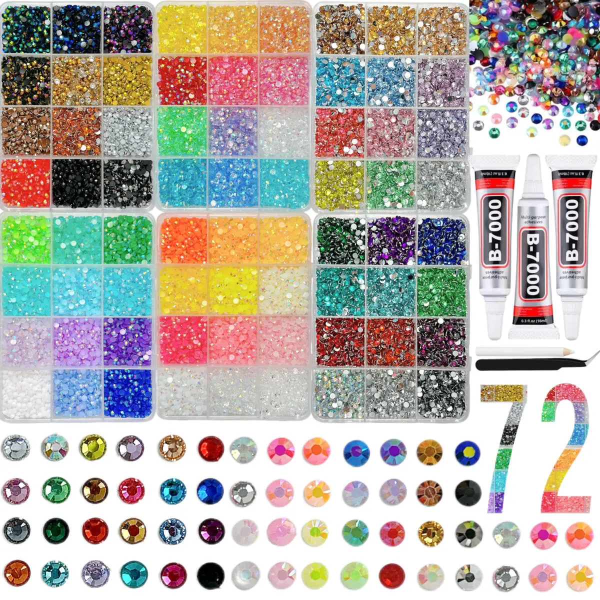 1Box/1Set Hot Selling Flash Nail Rhinestones Bedazzling Kit 3mm Multi-style Colorful Resin Nail Diamond Jewelry DIY Nails Parts