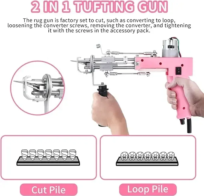 Two-in-one Electric Tufting Gun Cut Pile And Loop Pile Rug Tufting Gun Knitting Embroidery Machine Carpet Weaving Machines