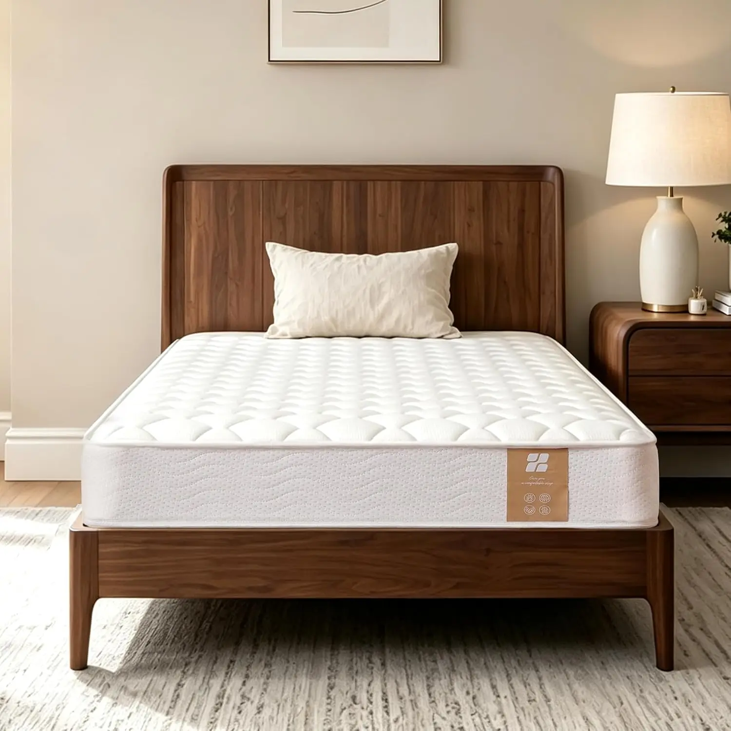 Twin 8 Inch Low‑Profile Mattress for Kids & Teens, Hybrid Mattress for Bunk Bed, Trundle, Guest Room & RV, Medium Firm with Memory Foam and Pocket Springs, CertiPUR‑US Certified, Bed in a Box