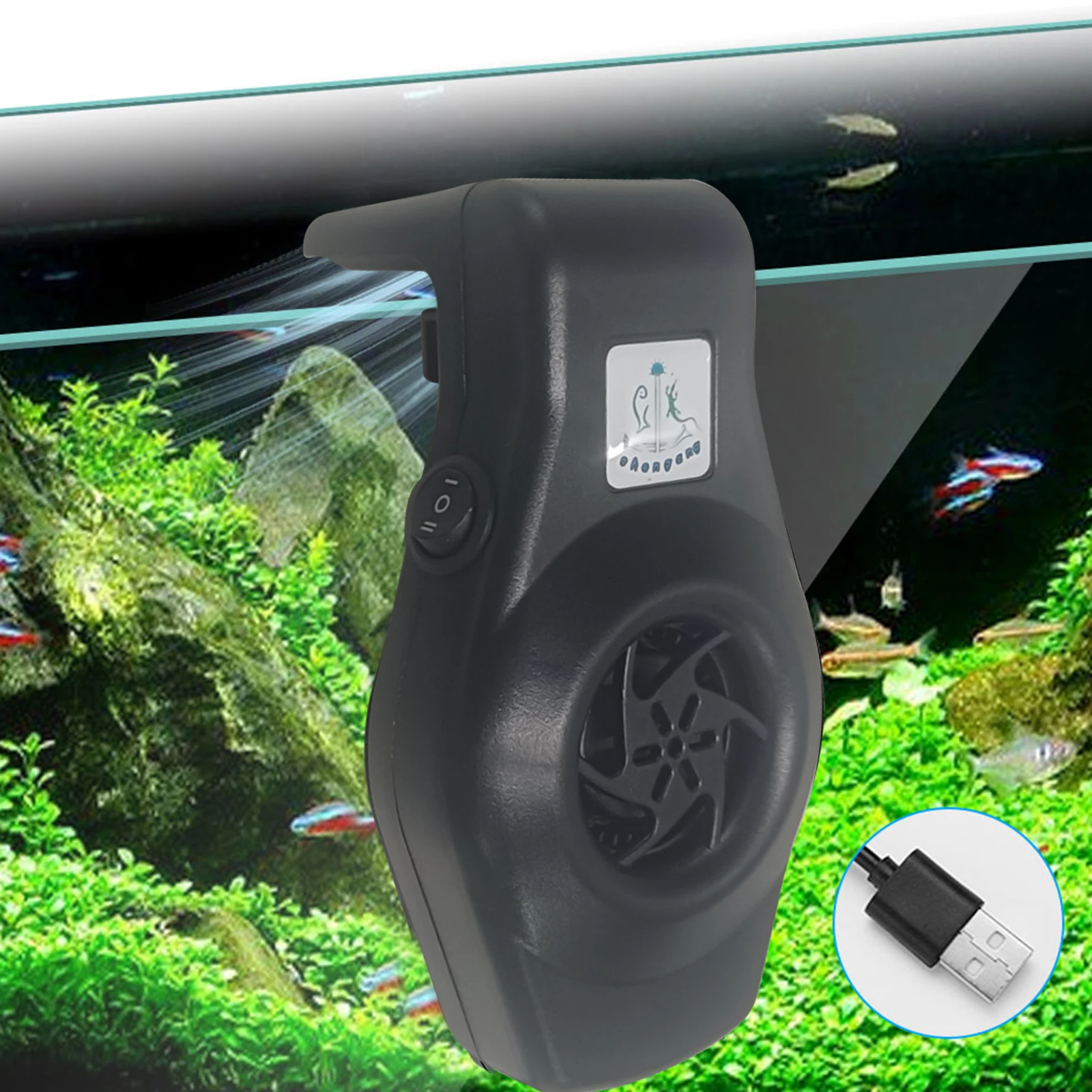 Aquarium Cooling Fan with USB Cable Quiet Aquarium Cooler with Speed Controller Suitable for Freshwater Saltwater Tanks