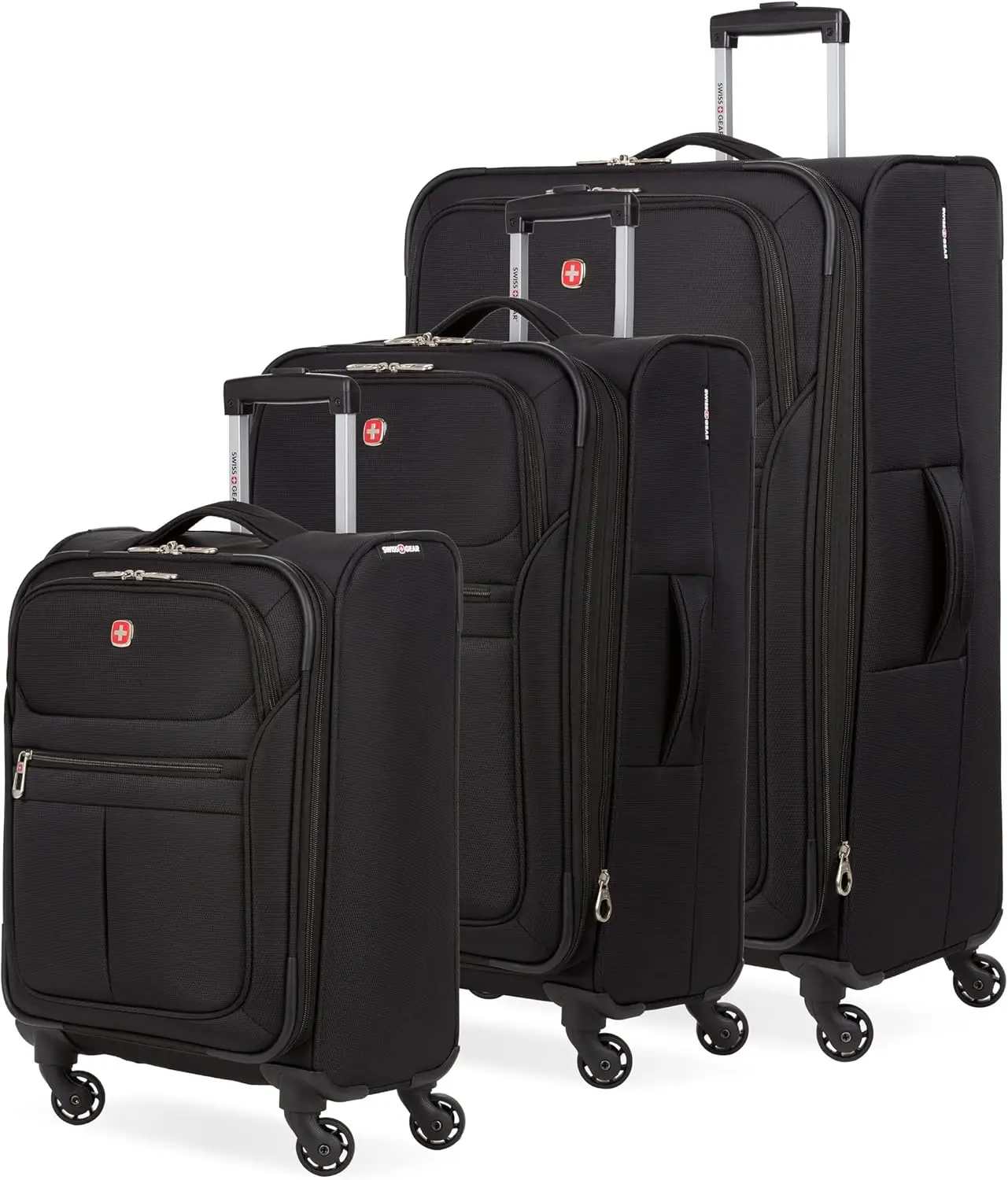 4010 Softside Luggage with Spinner Wheels, Black, 3-Piece Set