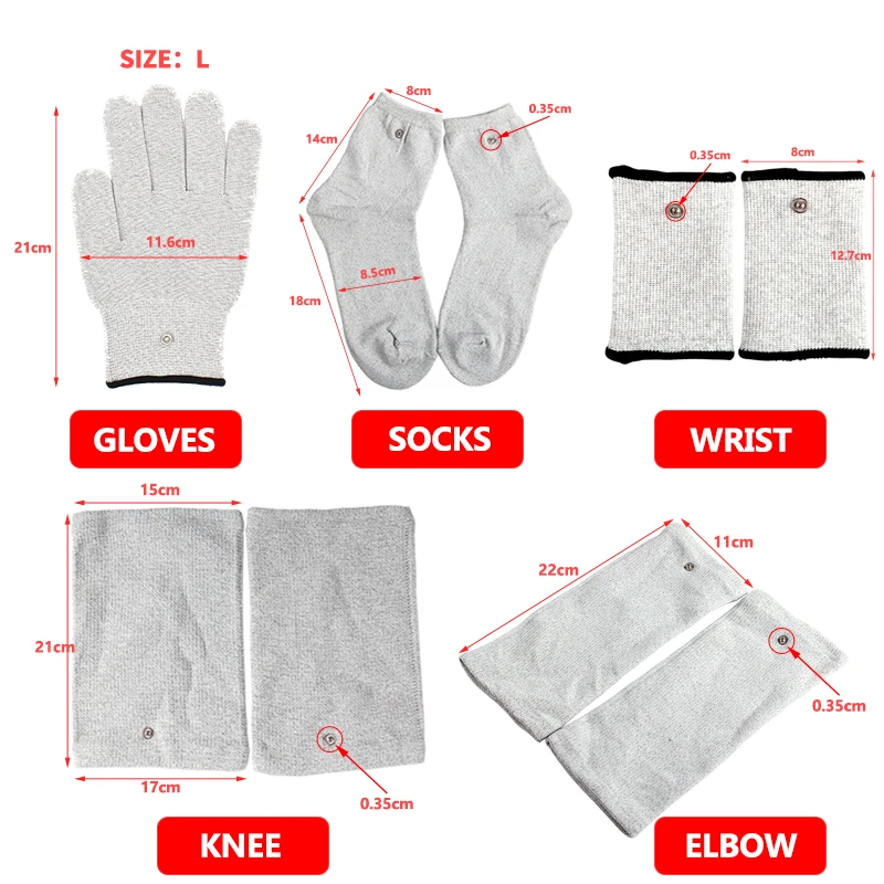 Electrode Silver Fiber Gloves Socks Bracers for TENS Body Massager Knee Protectors Muscle Unit Body Massage Device Accessories