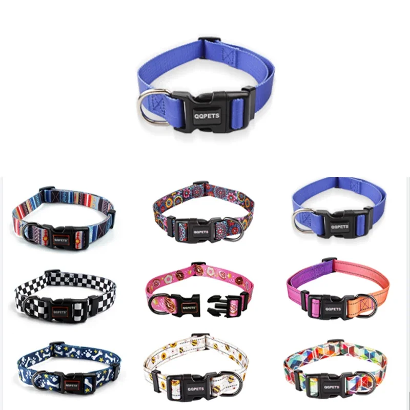 Detachable Nylon Floral Dog Collar With Padded Colorful Pet Supplies New Personalized Dog Reflective Strip Foreign Trade Puppy